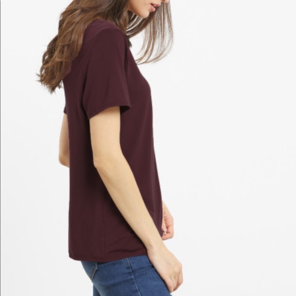 MUST GO - Maroon Criss Cross Front Casual Shirt - Picture 3 of 7